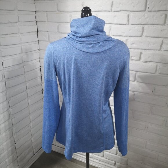 Danskin Now Dri More Ladies Size Medium Blue Long Sleeves Cowl Neck Athletic Top - Picture 2 of 9